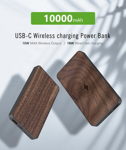 Real Wood Powerbank 10.000 mAh High Efficieny Charging Option