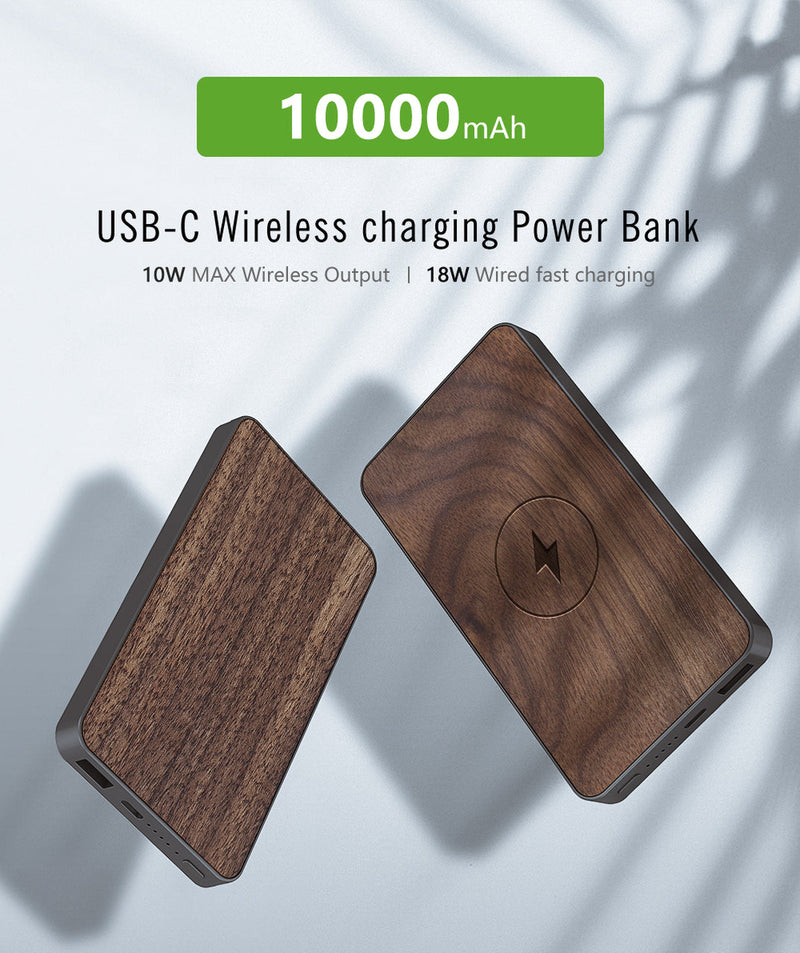 Real Wood Powerbank 10.000 mAh High Efficieny Charging Option