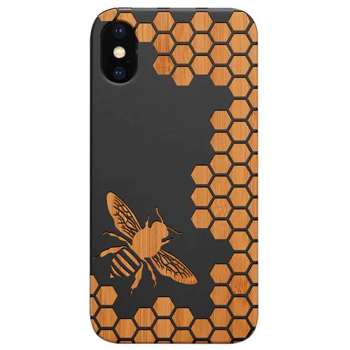 Bee Honeycomb - Engraved Wood Phone Case