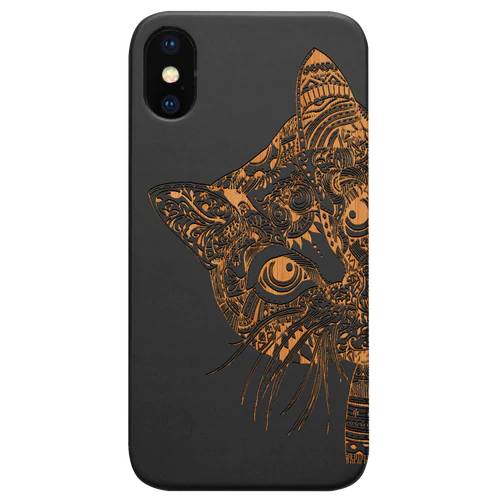 Cat Mandala 1 - Engraved Wood Phone Case
