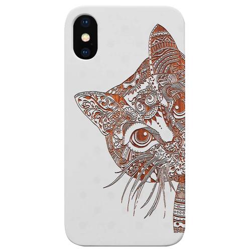 Cat Mandala 1 - Engraved Wood Phone Case