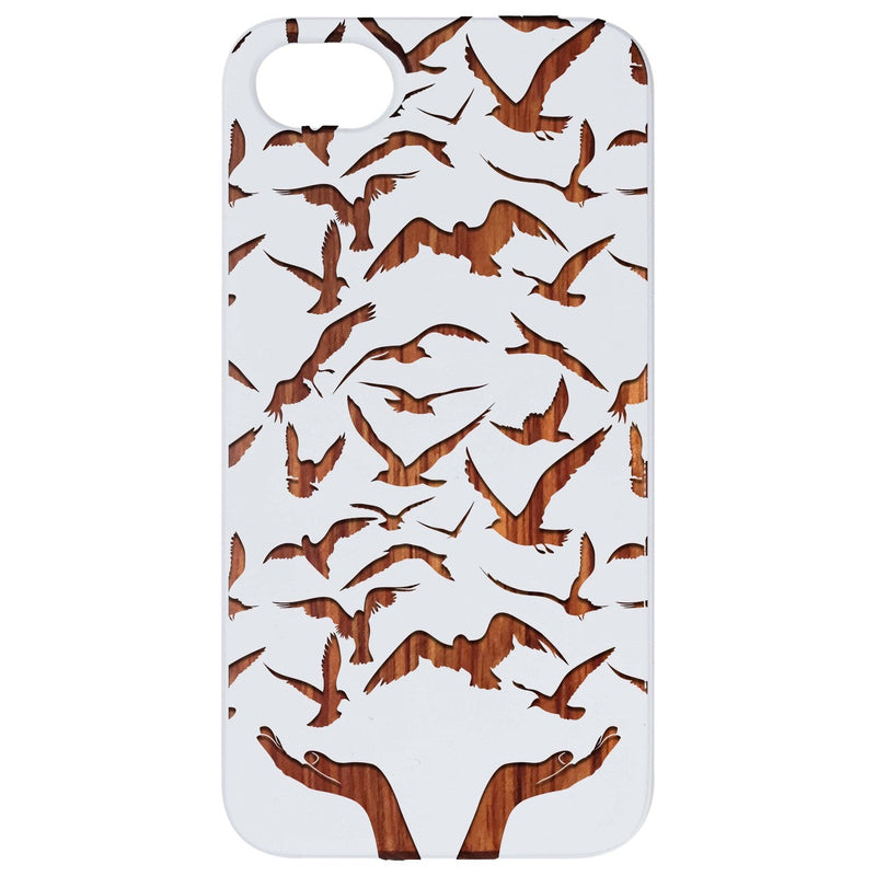 Flying Birds - Engraved Wood Phone Case