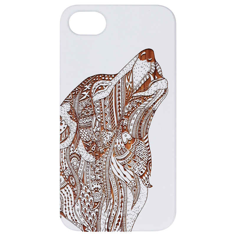 Gray Wolf - Engraved Wood Phone Case