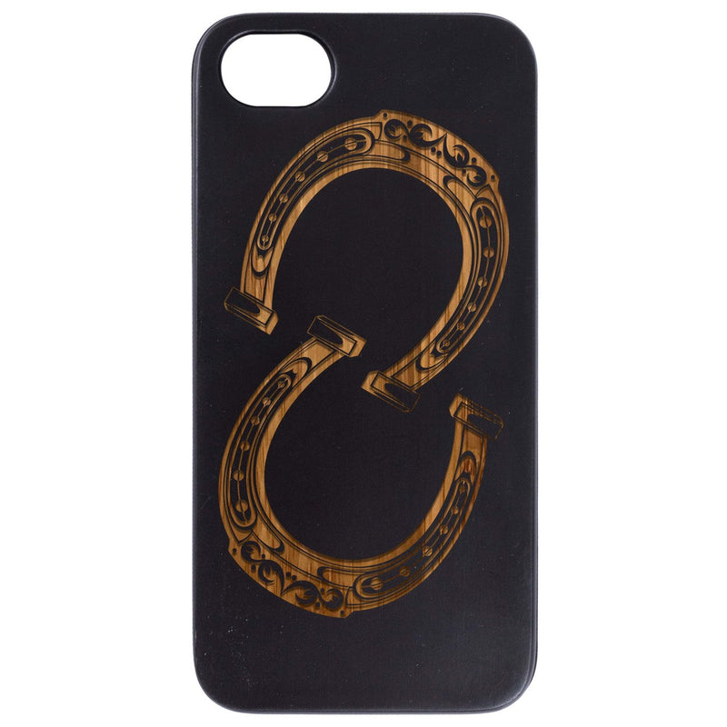 Horse Shoes - Engraved Wood Phone Case