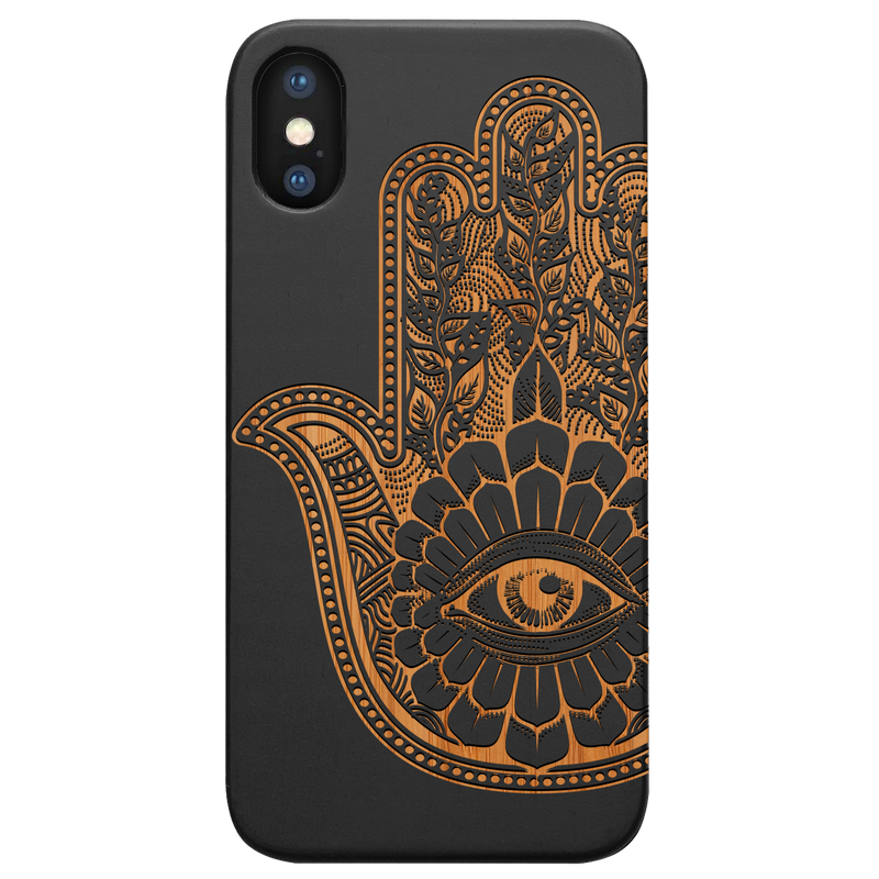 Hamsa 1 - Engraved Wood Phone Case