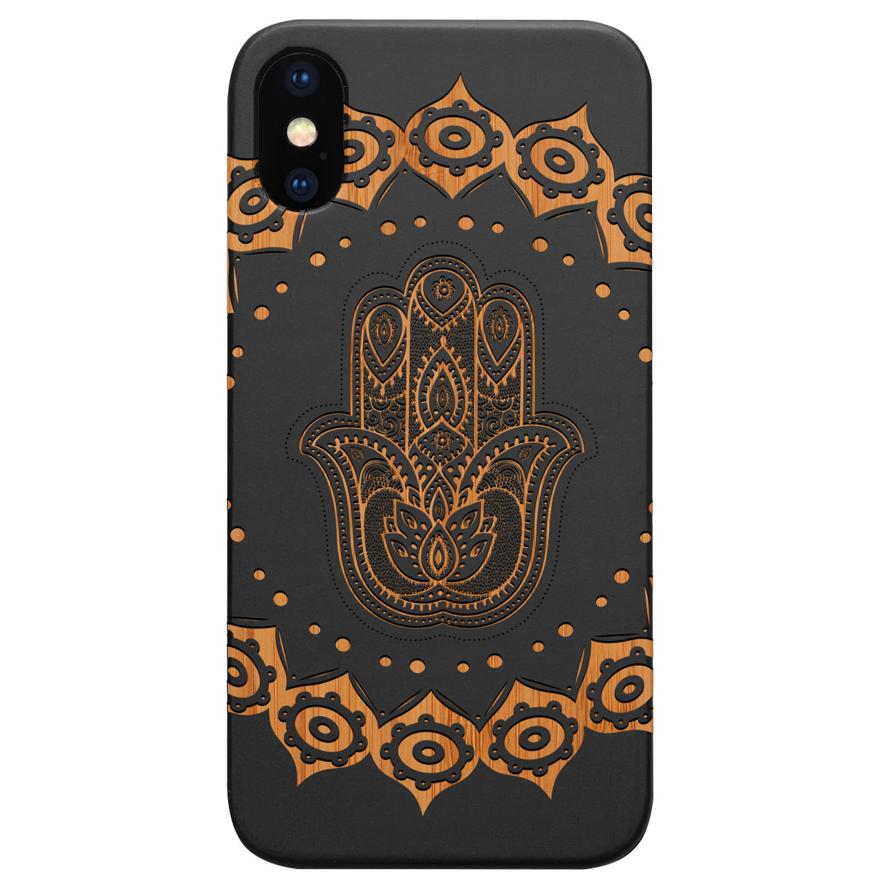 Hamsa Mandala - Engraved Wood Phone Case