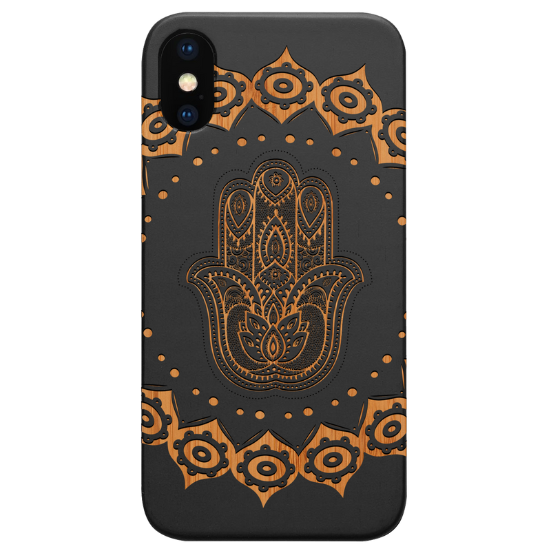 Hamsa Mandala - Engraved Wood Phone Case