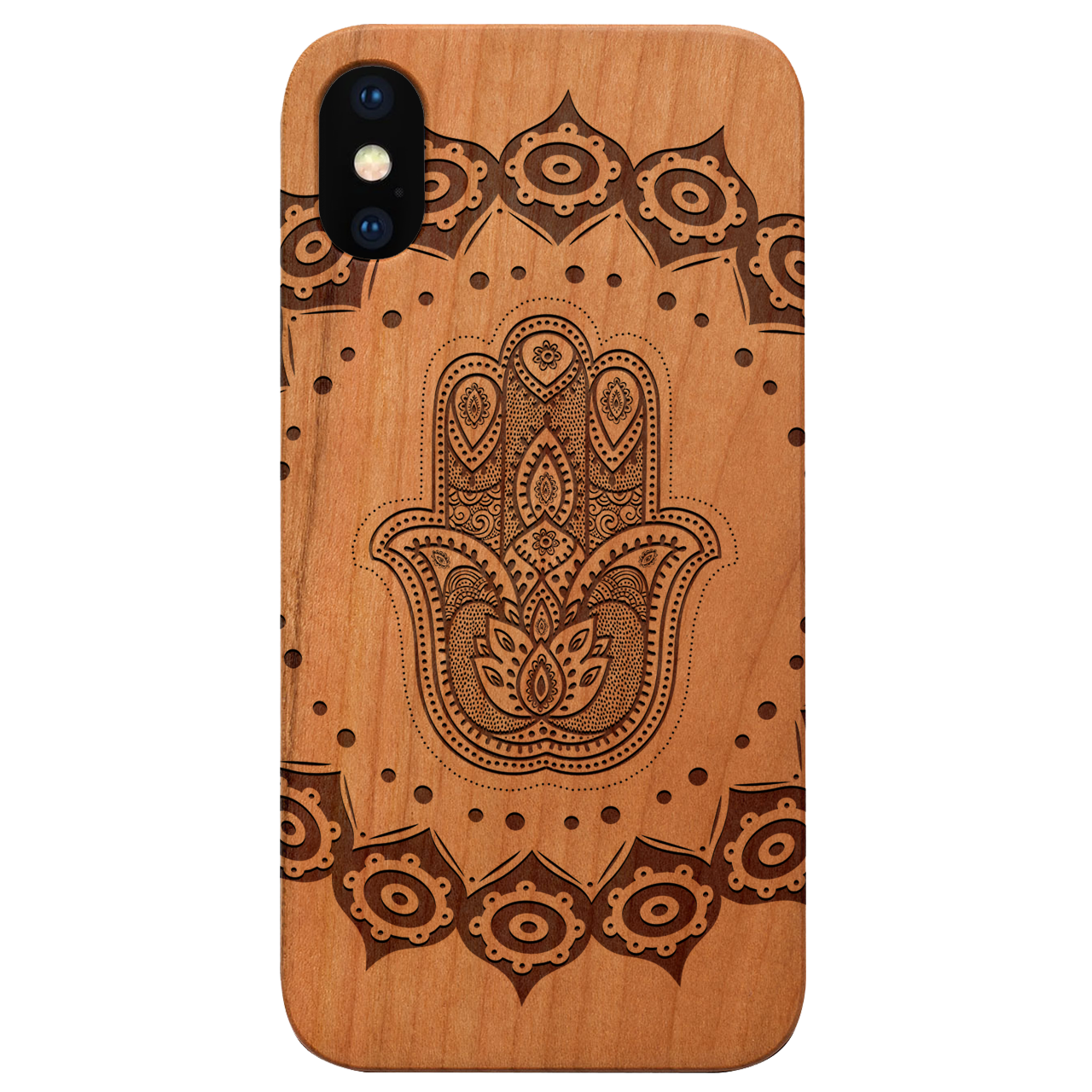 Hamsa Mandala - Engraved Wood Phone Case