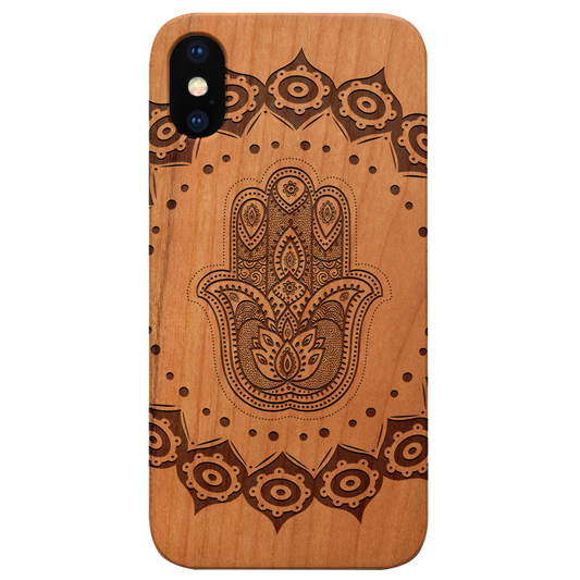 Hamsa Mandala - Engraved Wood Phone Case