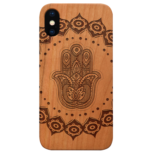 Hamsa Mandala - Engraved Wood Phone Case