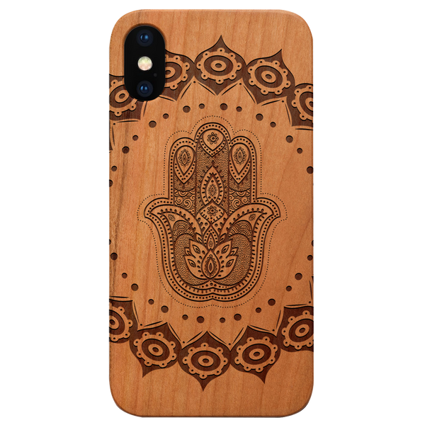 Hamsa Mandala - Engraved Wood Phone Case