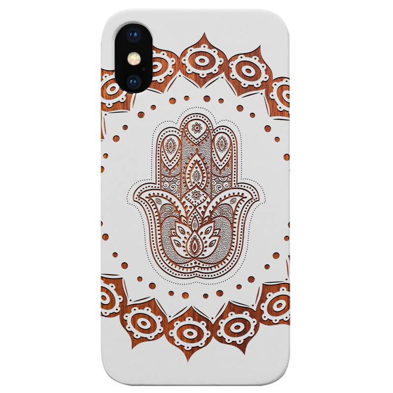 Hamsa Mandala - Engraved Wood Phone Case