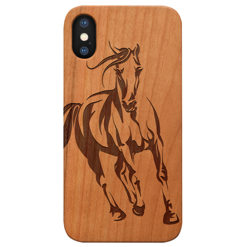 Horse Engraved Wood Phone Case