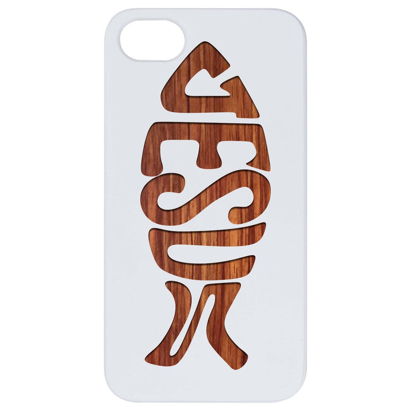 Ichthys Jesus 2 - Engraved Wood Phone Case