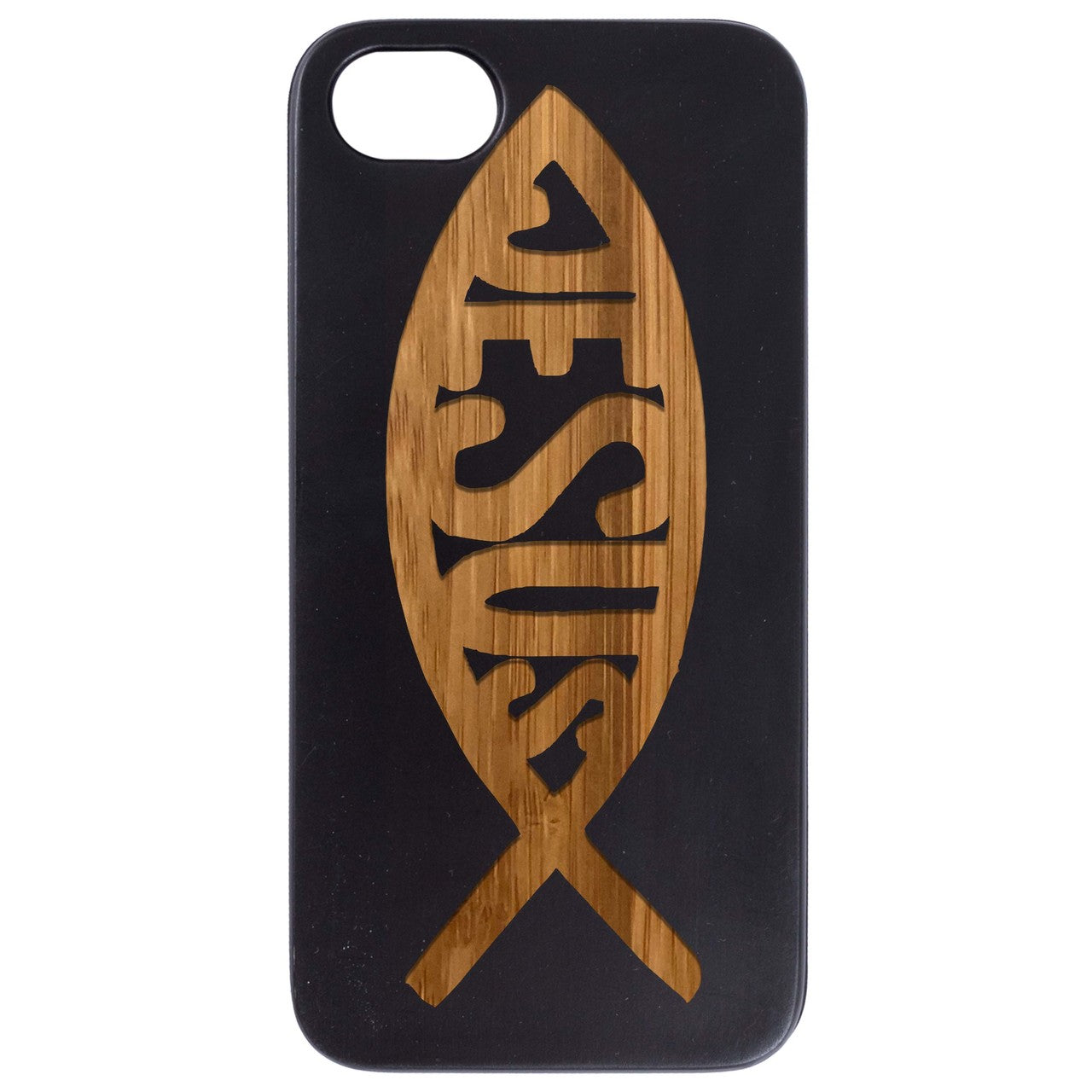 Ichthys Jesus 1 - Engraved Wood Phone Case