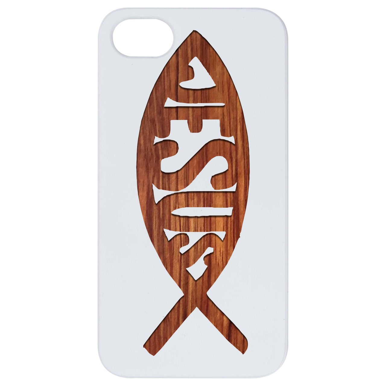 Ichthys Jesus 1 - Engraved Wood Phone Case