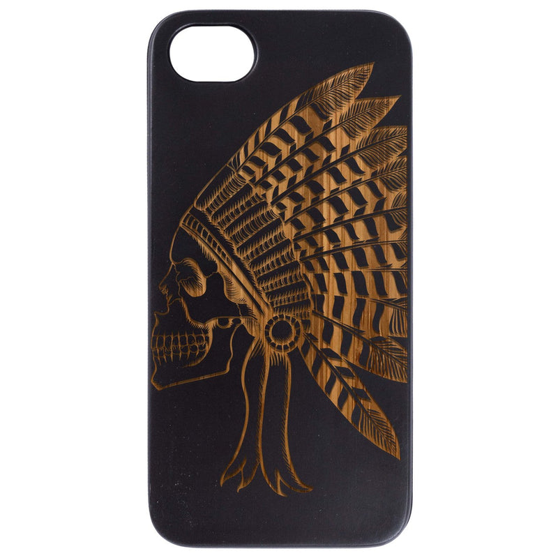 Indian Skull 1 - Engraved Wood Phone Case