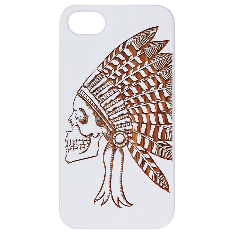 Indian Skull 1 - Engraved Wood Phone Case