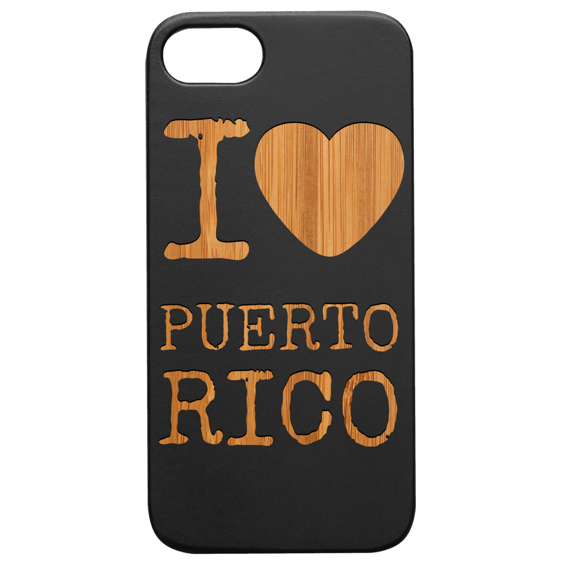 I Love Puerto Rico - Engraved Wood Phone Case