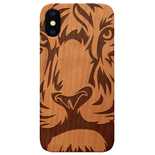 Lion Face 1 - Engraved Wood Phone Case