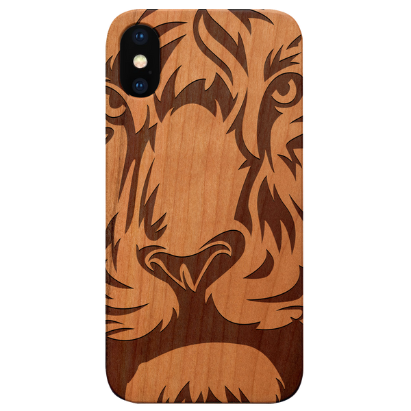 Lion Face 1 - Engraved Wood Phone Case