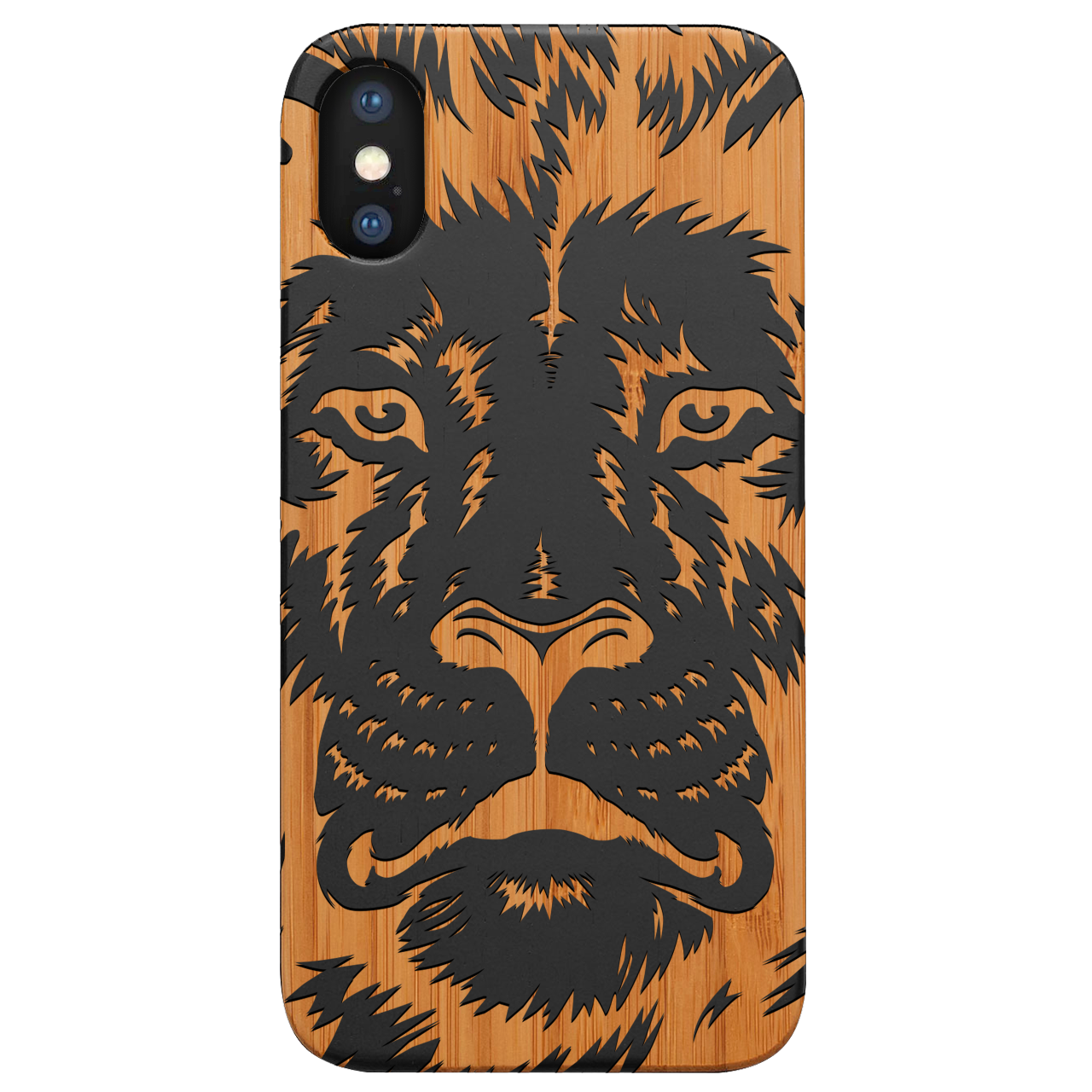 Lion Face 2 - Engraved Wood Phone Case