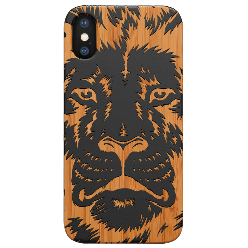 Lion Face 2 - Engraved Wood Phone Case