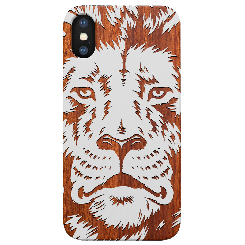 Lion Face 2 - Engraved Wood Phone Case