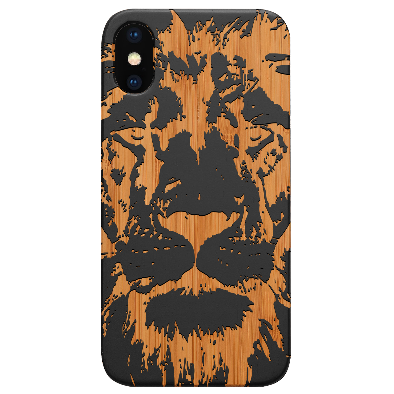 Lion Face 4 - Engraved Wood Phone Case
