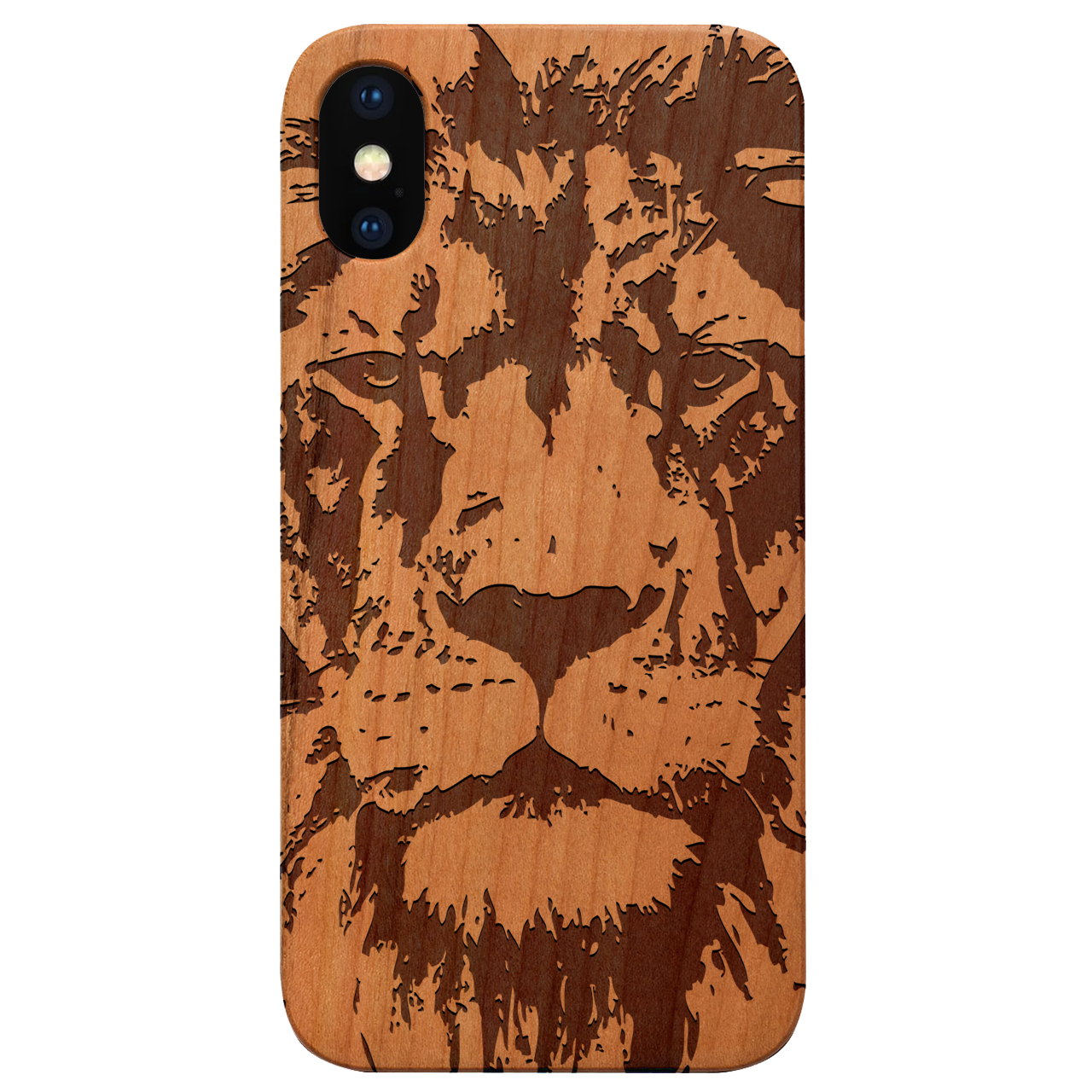 Lion Face 4 - Engraved Wood Phone Case