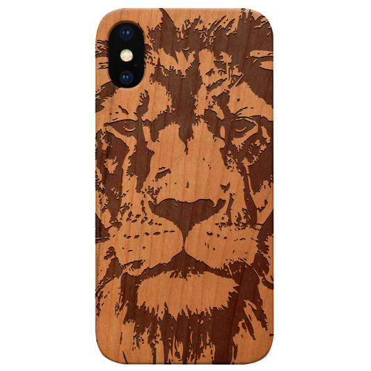 Lion Face 4 - Engraved Wood Phone Case