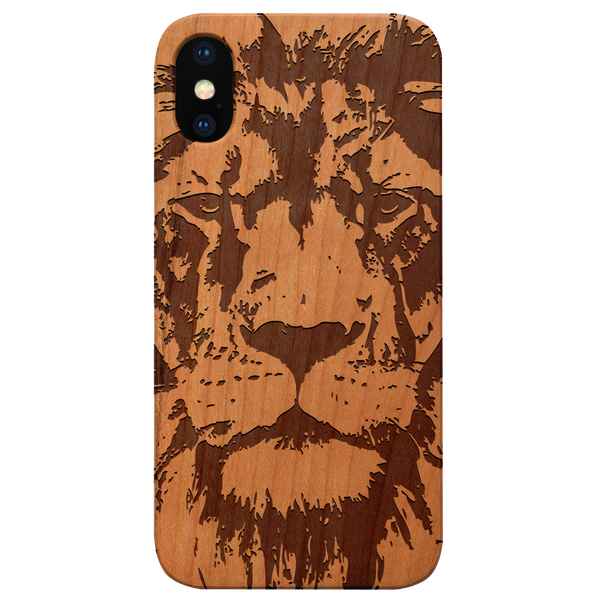 Lion Face 4 - Engraved Wood Phone Case