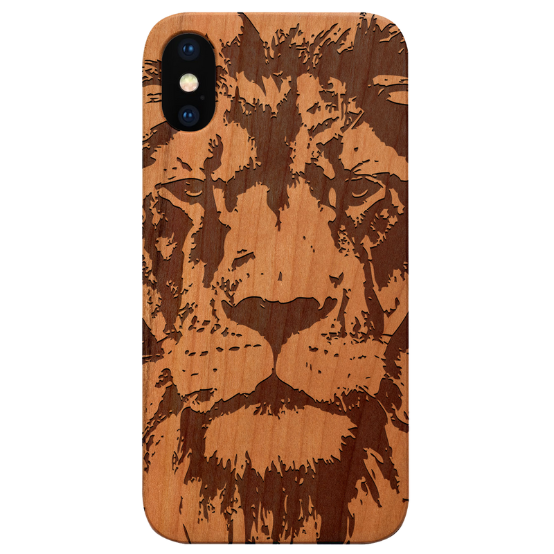 Lion Face 4 - Engraved Wood Phone Case