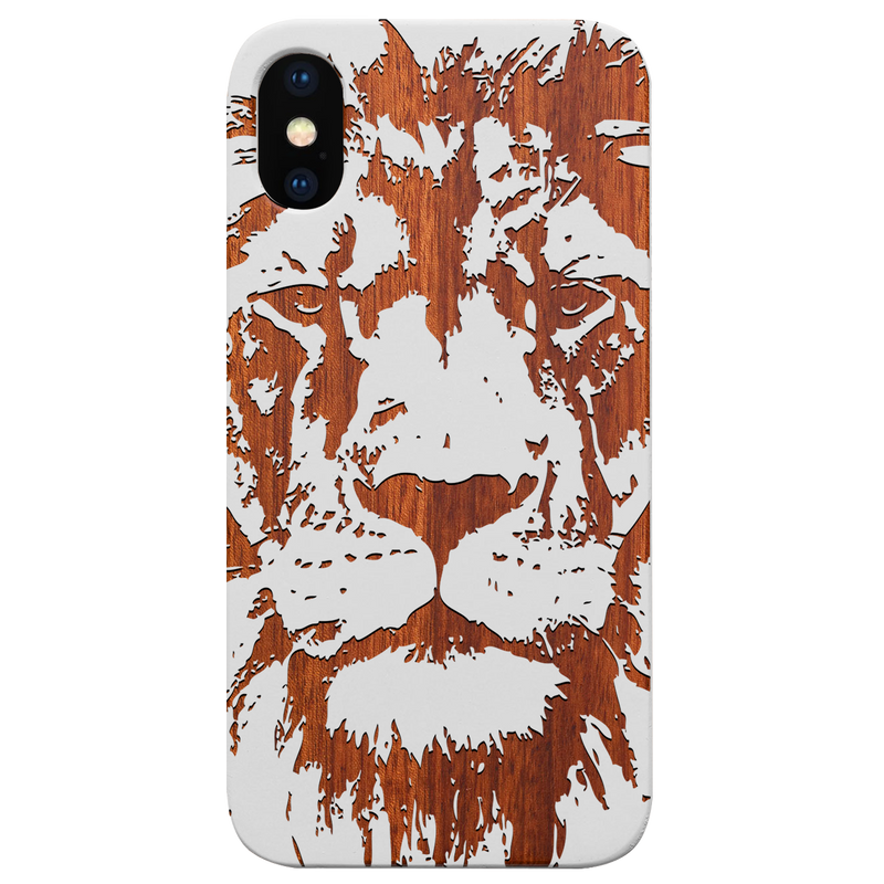 Lion Face 4 - Engraved Wood Phone Case