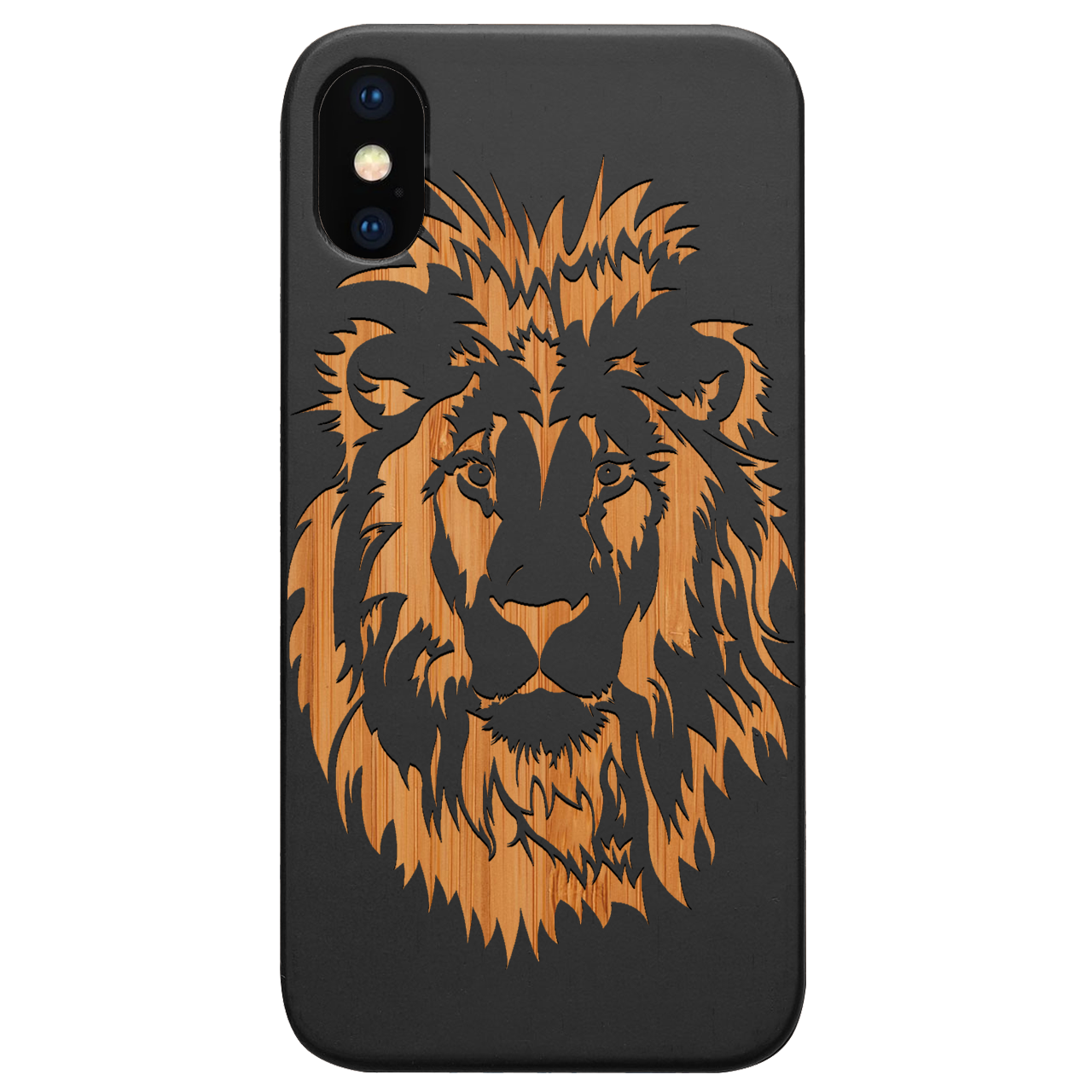 Lion Face 5 - Engraved Wood Phone Case