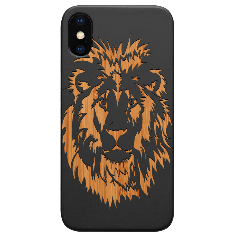 Lion Face 5 - Engraved Wood Phone Case