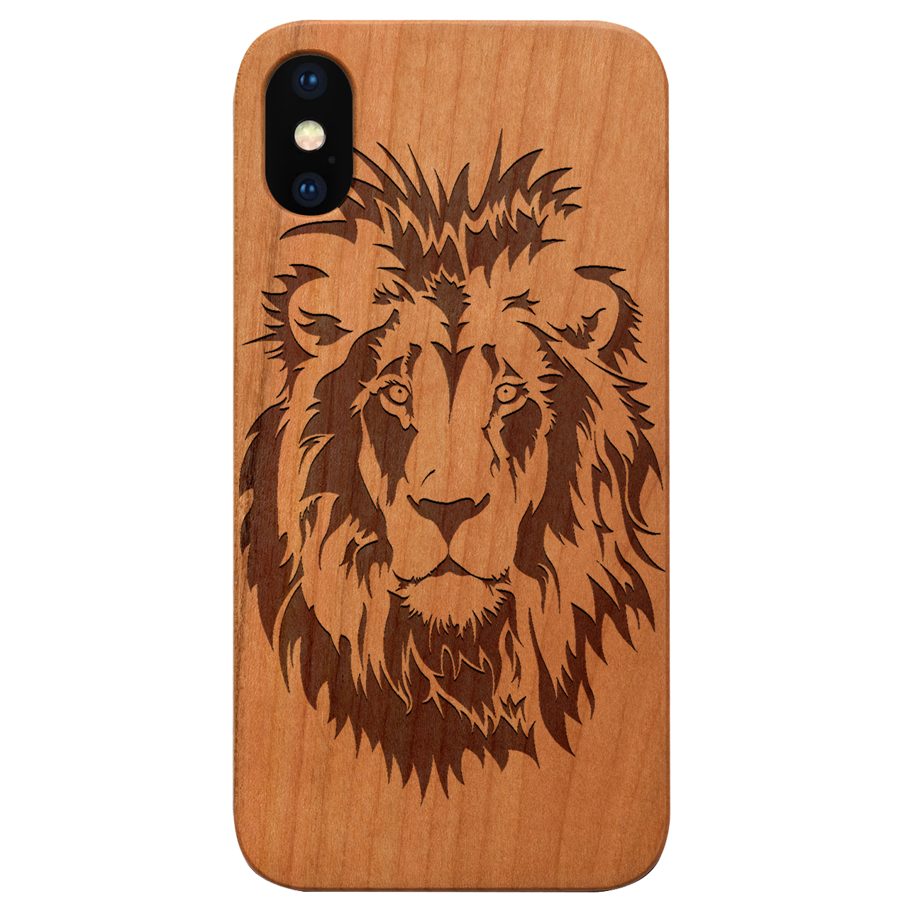 Lion Face 5 - Engraved Wood Phone Case