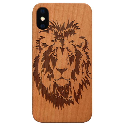 Lion Face 5 - Engraved Wood Phone Case