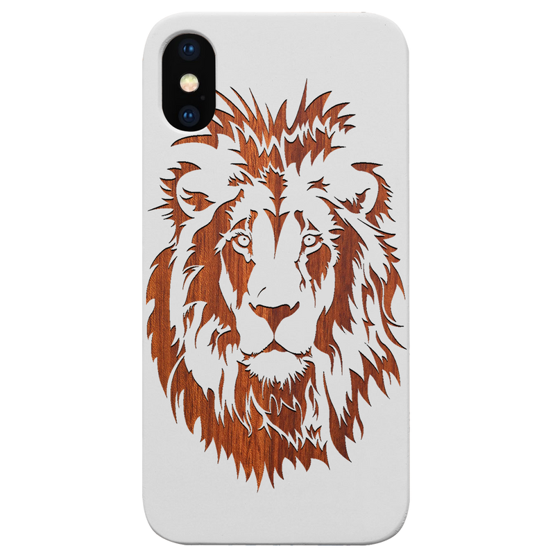 Lion Face 5 - Engraved Wood Phone Case