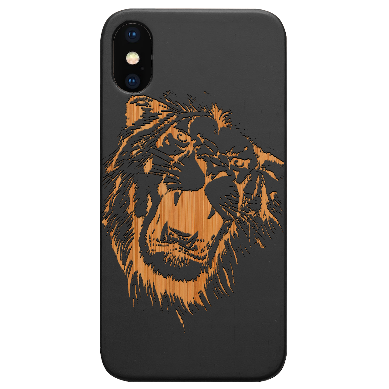 Lion Face 6 - Engraved Wood Phone Case