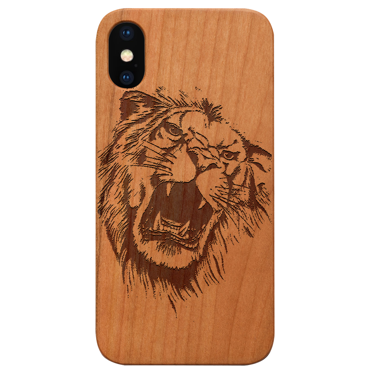 Lion Face 6 - Engraved Wood Phone Case