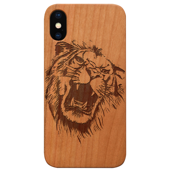 Lion Face 6 - Engraved Wood Phone Case