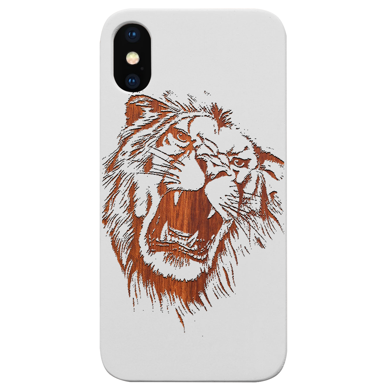 Lion Face 6 - Engraved Wood Phone Case
