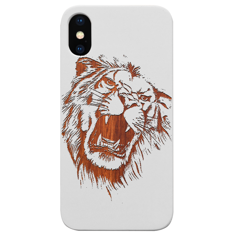 Lion Face 6 - Engraved Wood Phone Case