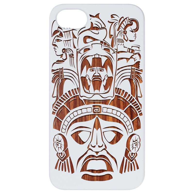 Mayan Mask - Engraved Wood Phone Case