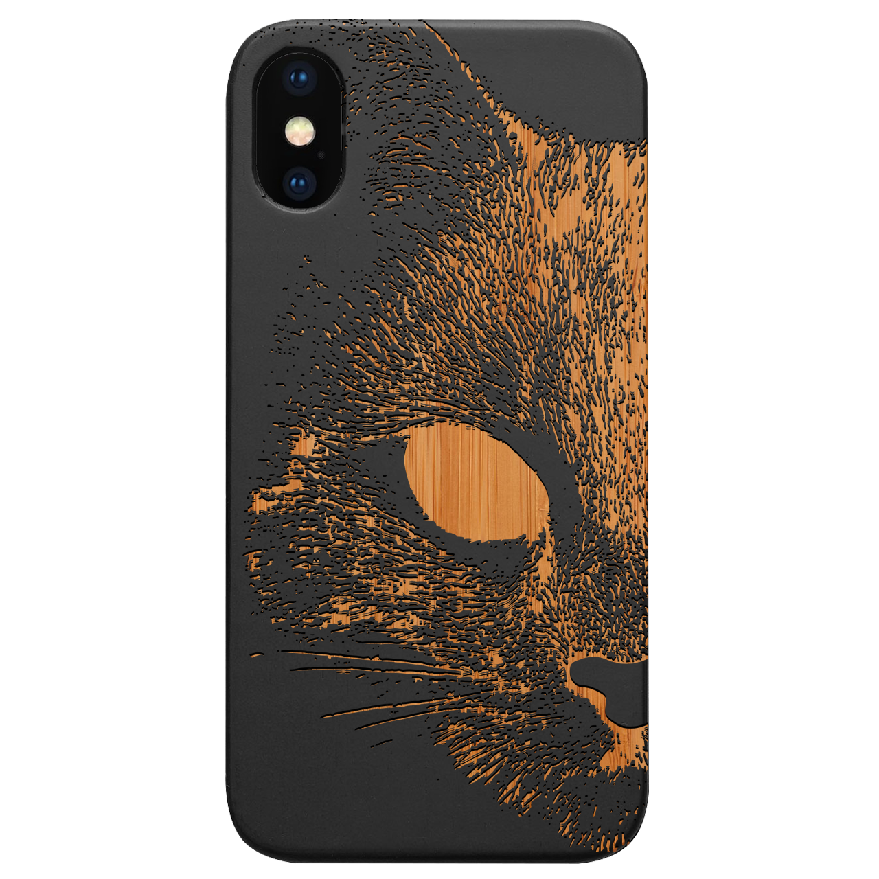 Mad Cat - Engraved Wood Phone Case
