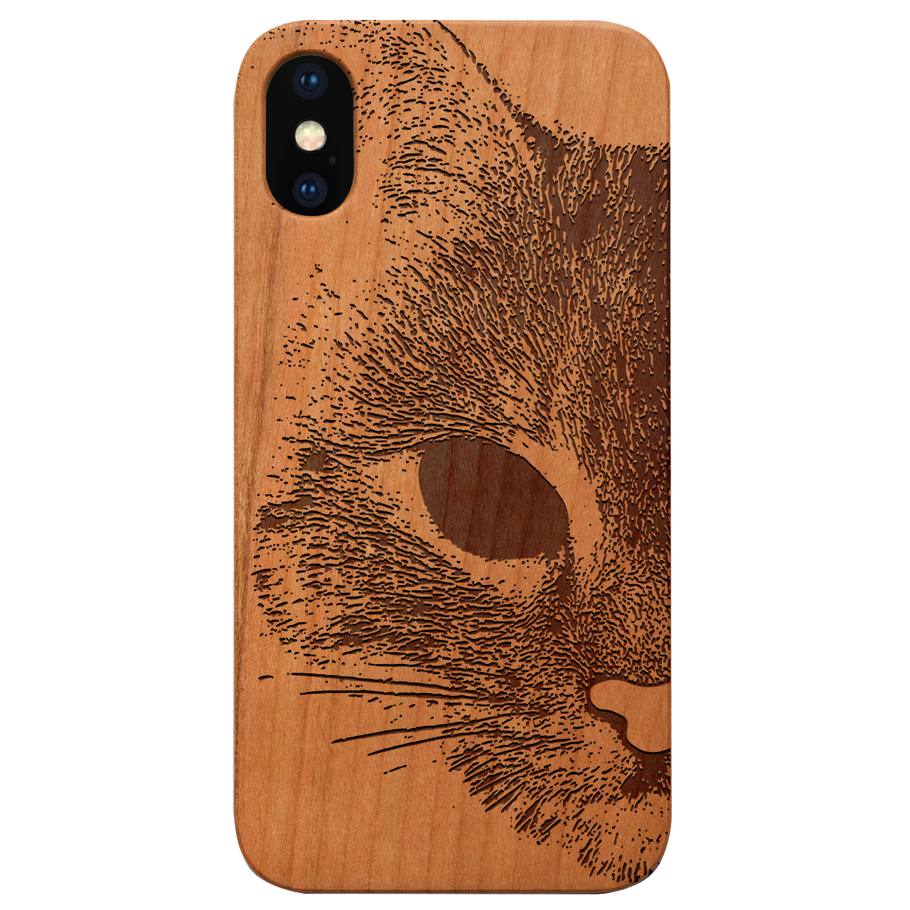 Mad Cat - Engraved Wood Phone Case