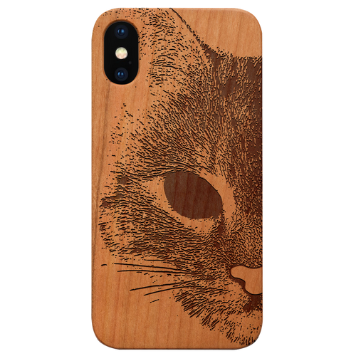 Mad Cat Engraved Wood Phone Case