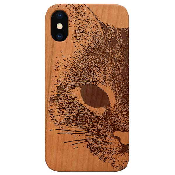 Mad Cat - Engraved Wood Phone Case