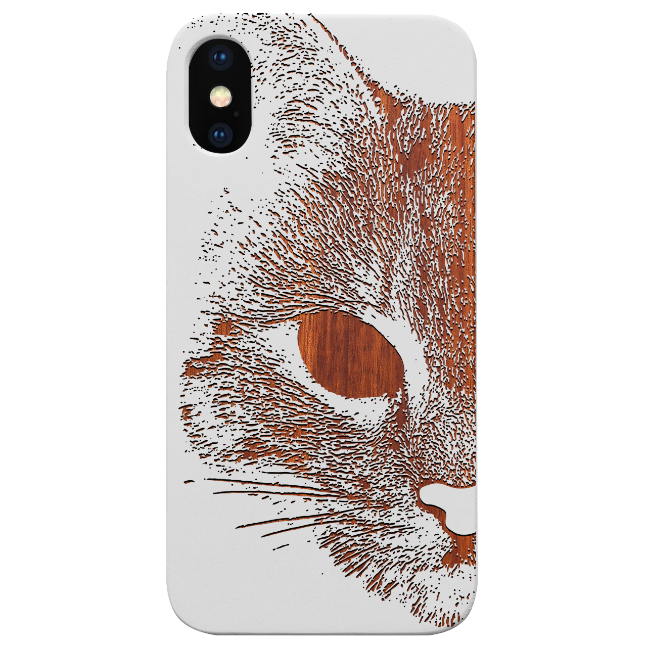 Mad Cat - Engraved Wood Phone Case